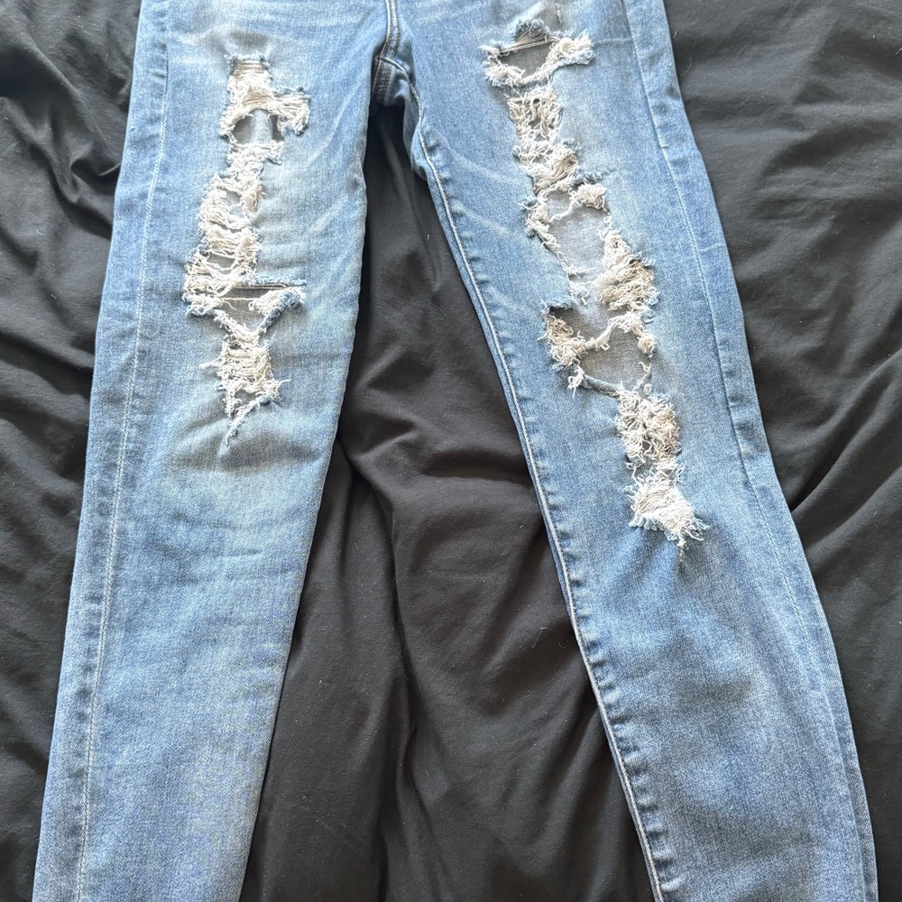 American Eagle Blue Skinny Distressed Jeans